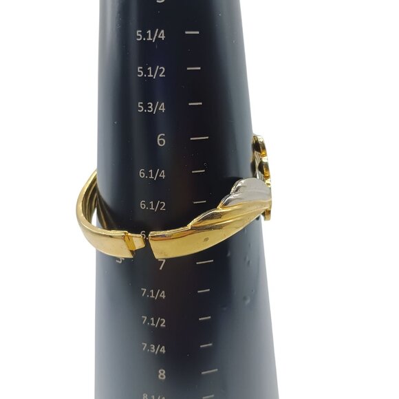 Gold-Tone Clamper Bangle Bracelet with Red & Silver Accents Hinged Closure - Picture 5 of 5